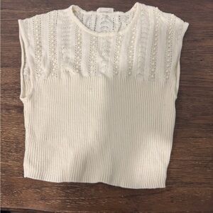 Free People Cream Crew Neck Sweater